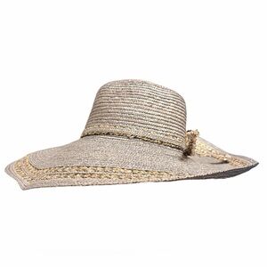 Fratelli Mazzanti Made In Italy Silver and Gold Straw Wide-Brimmed Sun Hat
